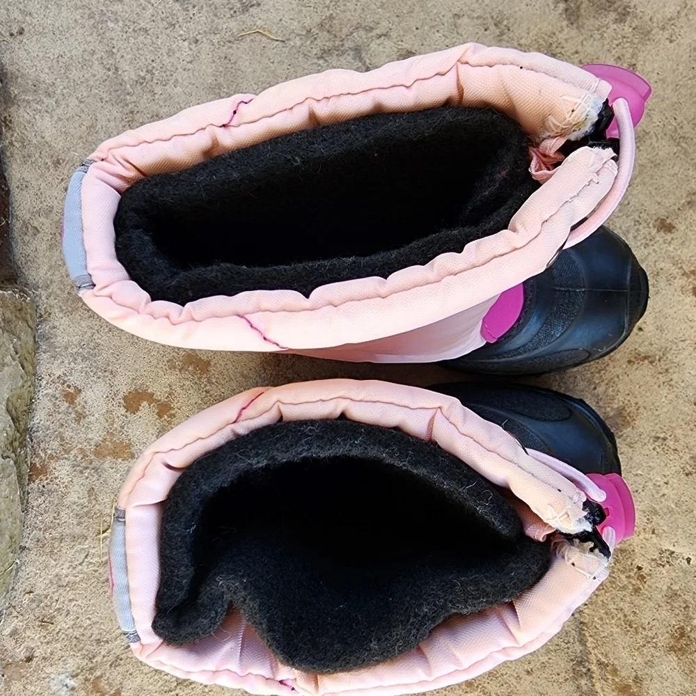 Pink and Black Kamik Girls Snow Boots Size 8